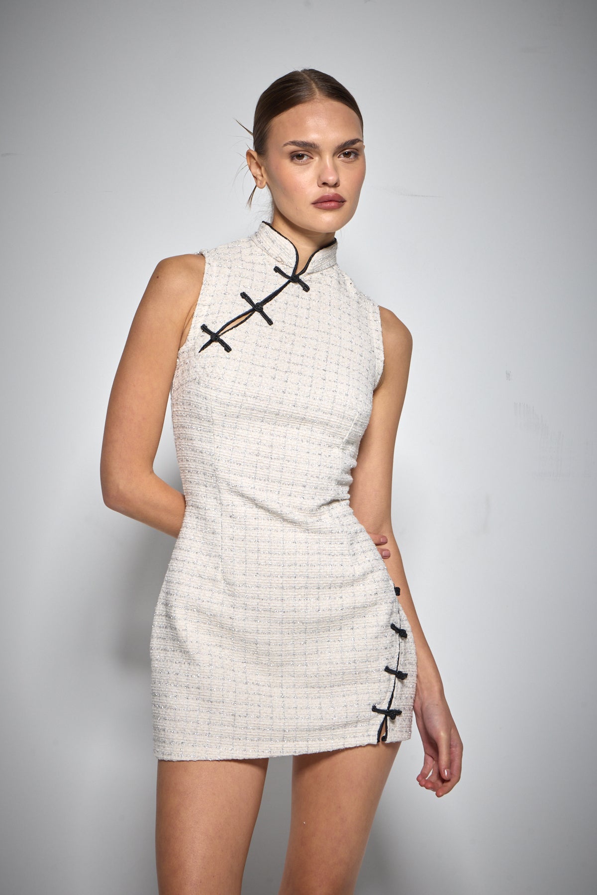 ASIAN MINI DRESS ECRU