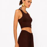 HALTER YAKA BLUZ KAHVERENGİ
