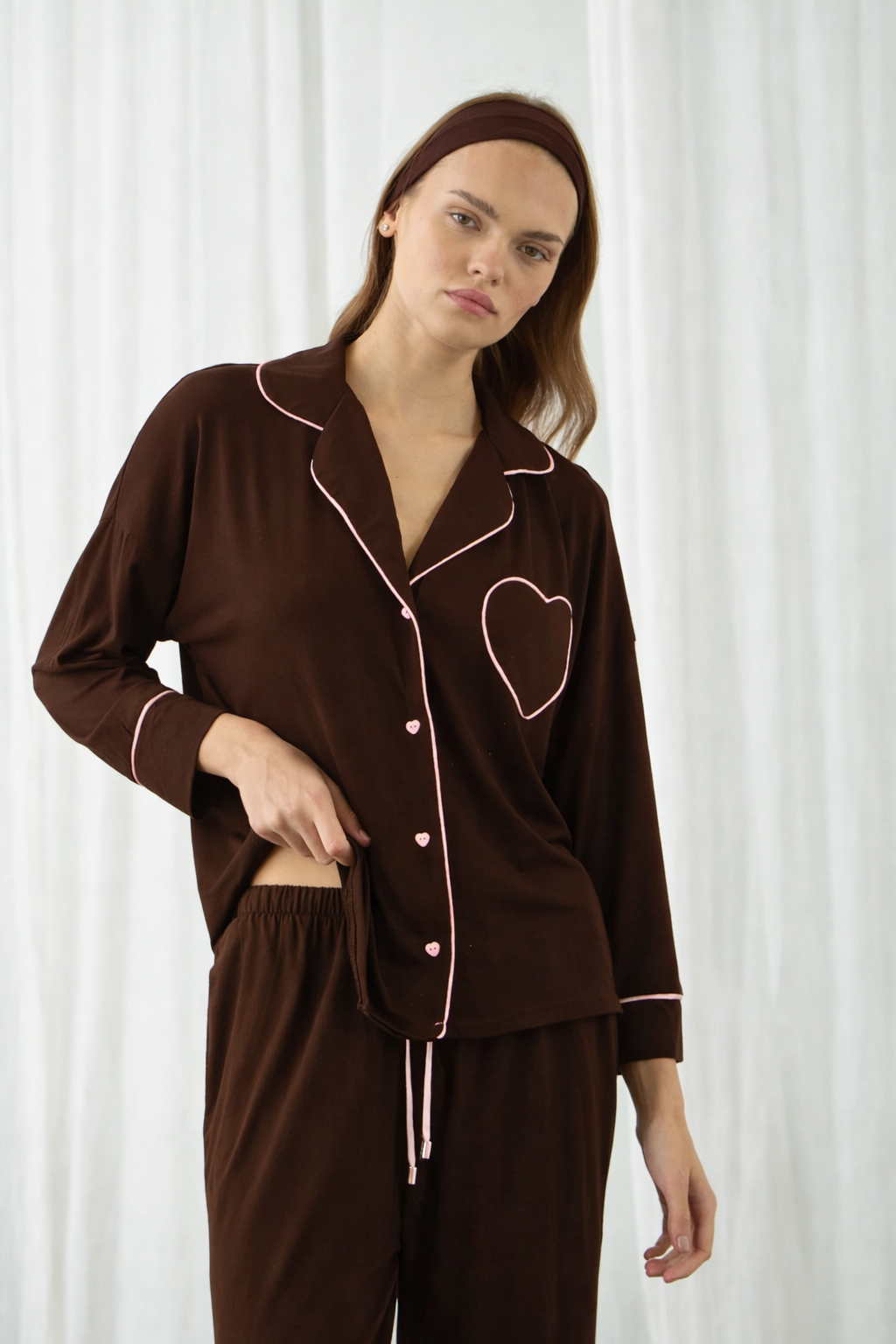AMOUR HEART PYJAMAS BROWN PRE-ORDER