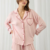 AMOUR KALPLİ PİJAMA PEMBE