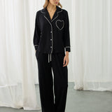 AMOUR HEART PYJAMAS BLACK
