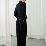 AMOUR HEART PYJAMAS BLACK