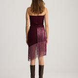 LIZA FRINGED STRAPLESS TOP BURGUNDY