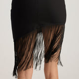 LIZA ASYMMETRICAL FRINGED MINI SKIRT BURGUNDY