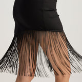 LIZA ASYMMETRICAL FRINGED MINI SKIRT BURGUNDY