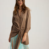 BIANCA FRINGED SHIRT DRESS MINK