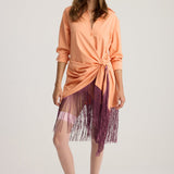 BIANCA FRINGED SHIRT DRESS ORANGE