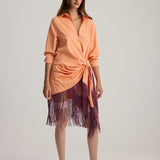BIANCA FRINGED SHIRT DRESS ORANGE