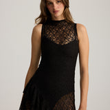 MARLENE ASYMMETRICAL LACE DRESS BLACK