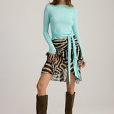 RIVA ZEBRA PATTERN RUFFLED SKIRT