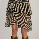 RIVA ZEBRA PATTERN RUFFLED SKIRT