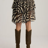 RIVA ZEBRA PATTERN RUFFLED SKIRT