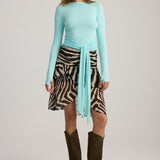 RIVA ZEBRA PATTERN RUFFLED SKIRT