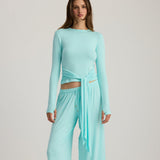 CLEO TROUSER SET WITH TIE DETAIL TURQUOISE