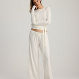 CLEO SET TOP WITH TIE DETAIL ECRU