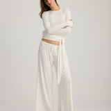 CLEO SET TOP WITH TIE DETAIL ECRU