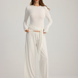 CLEO SET TOP WITH TIE DETAIL ECRU