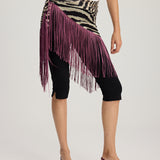 ZOLA ZEBRA PATTERN FRINGED SCARF BLACK