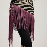 ZOLA ZEBRA PATTERN FRINGED SCARF BLACK
