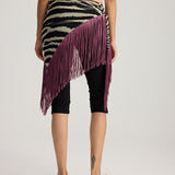 ZOLA ZEBRA PATTERN FRINGED SCARF BLACK
