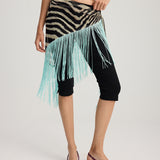 ZOLA ZEBRA PATTERN FRINGED SCARF BLACK