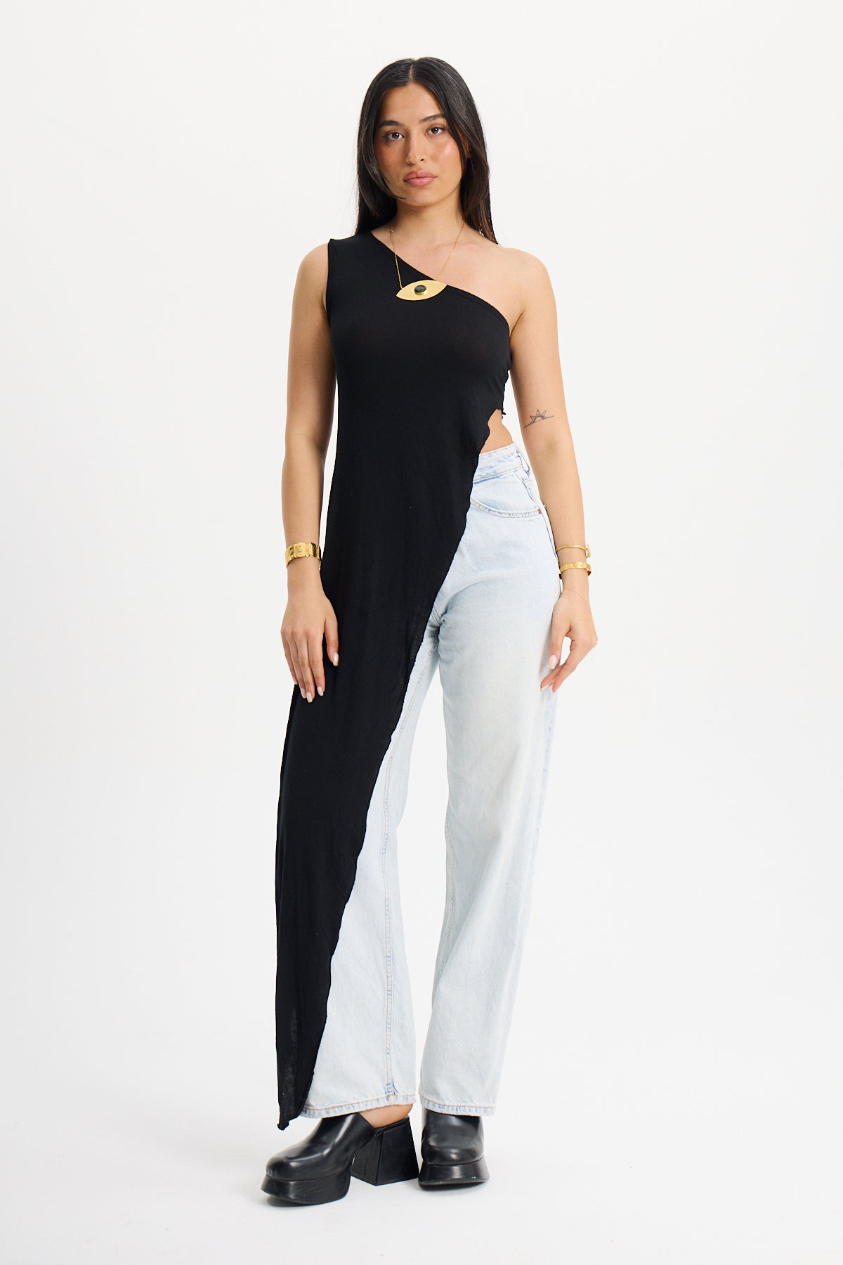 ONE SHOULDER SUE BLOUSE BLACK