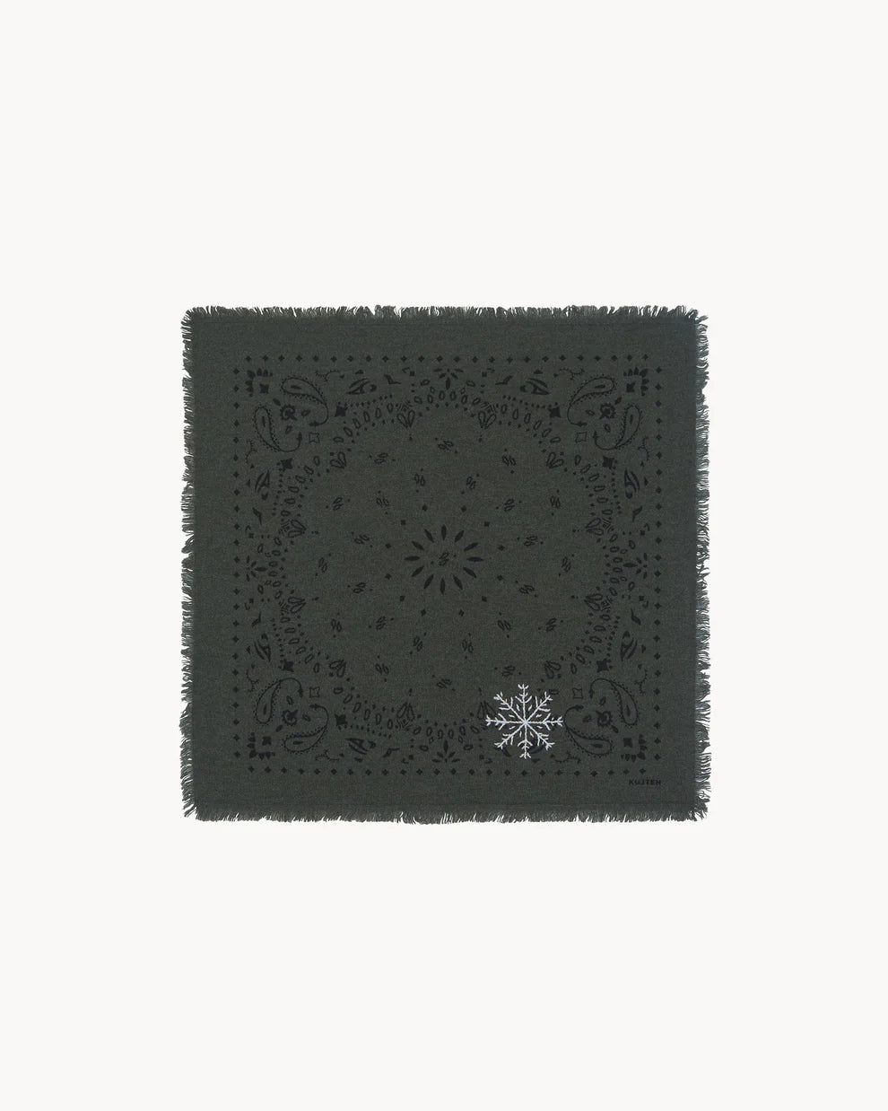 KUJTEN SMALL BANDANA HACHI SNOWFLAKE DARK KHAKI