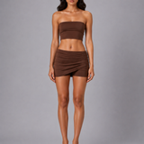 KIA SHORT SKIRT BROWN