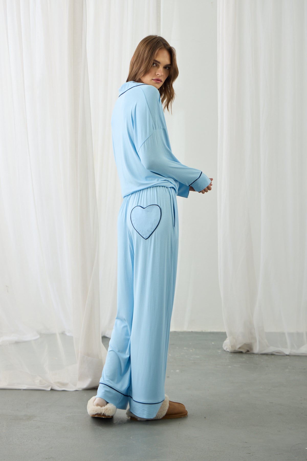 AMOUR HEART PYJAMAS BLUE