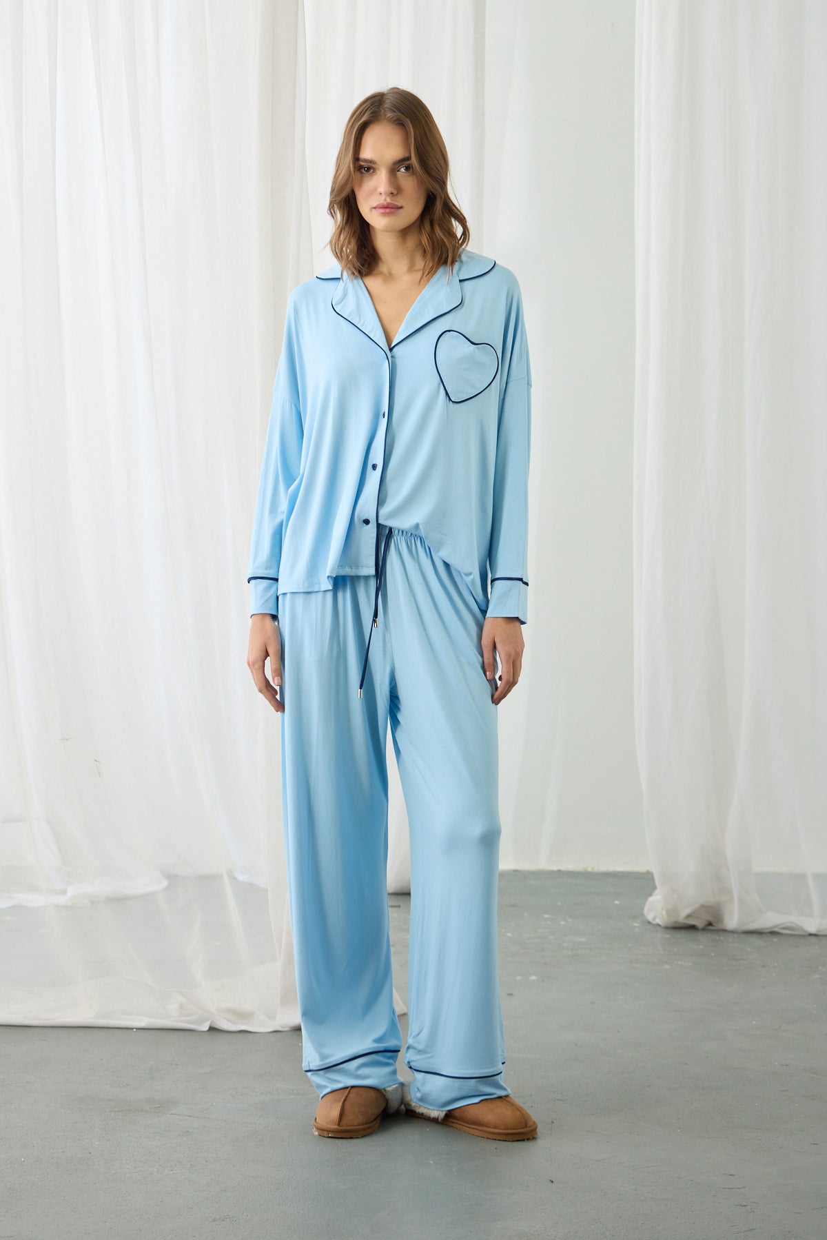 AMOUR HEART PYJAMAS BLUE