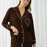 AMOUR KALPLİ PİJAMA KAHVERENGİ