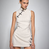 ASIAN MINI DRESS ECRU