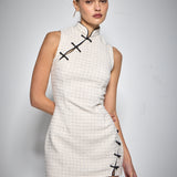 ASIAN MINI DRESS ECRU