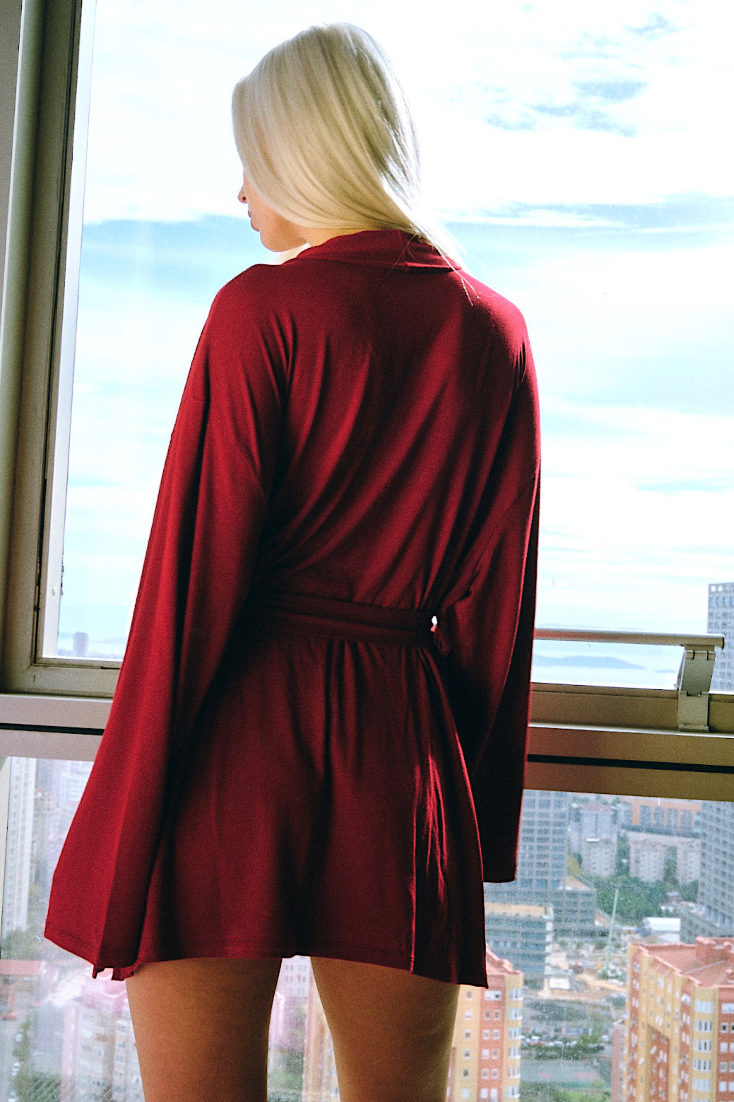 CHLOE KIMONO DRESS BORDEAUX