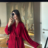 CHLOE KIMONO DRESS RED