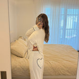 AMOUR KALPLİ PİJAMA EKRU