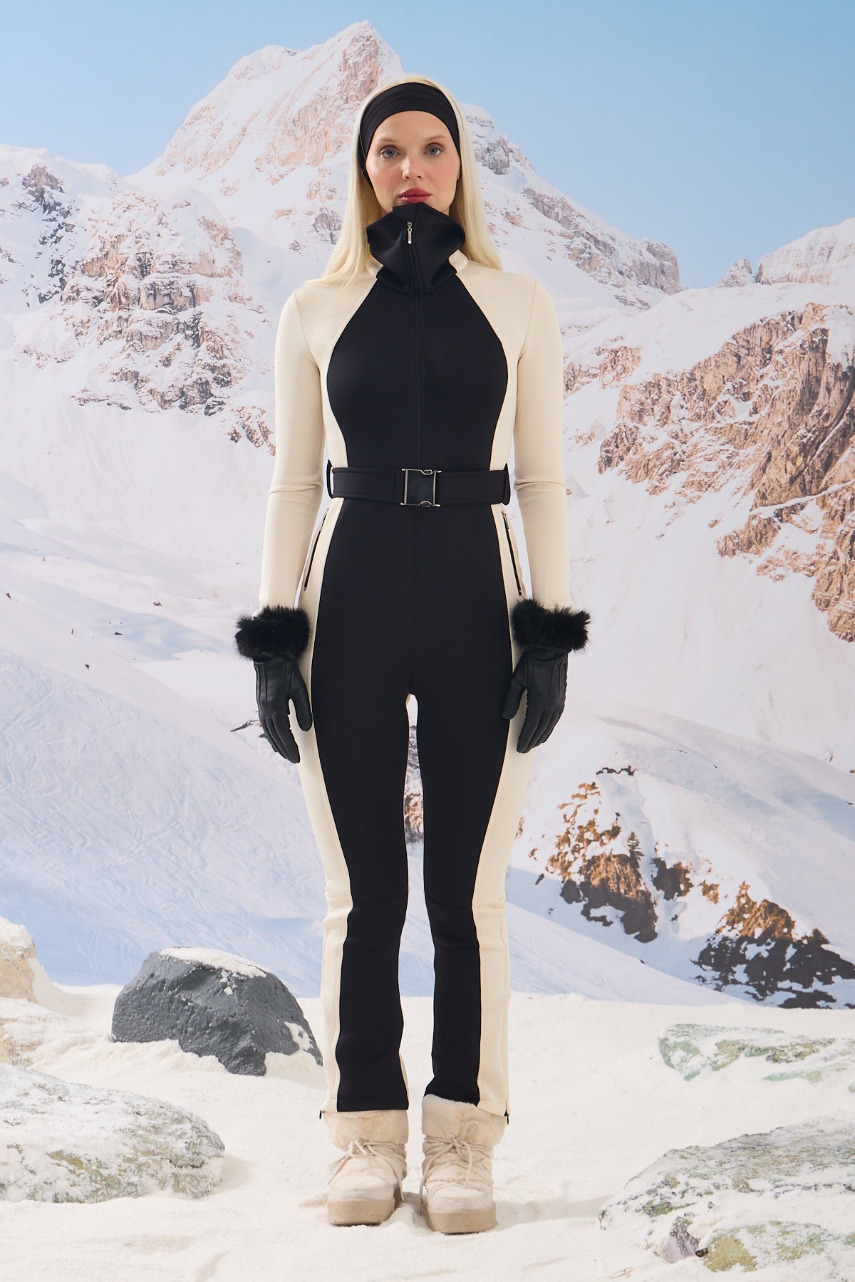 LIQUIDE SKI SUIT BLACK&ECRU