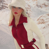 LIQUIDE SKI SUIT ECRU&BORDEAUX