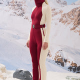 LIQUIDE SKI SUIT ECRU&BORDEAUX