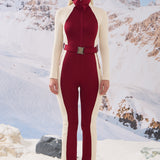 LIQUIDE SKI SUIT ECRU&BORDEAUX