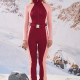 LIQUIDE SKI SUIT BORDEAUX&PINK