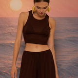 HALTER YAKA BLUZ KAHVERENGİ