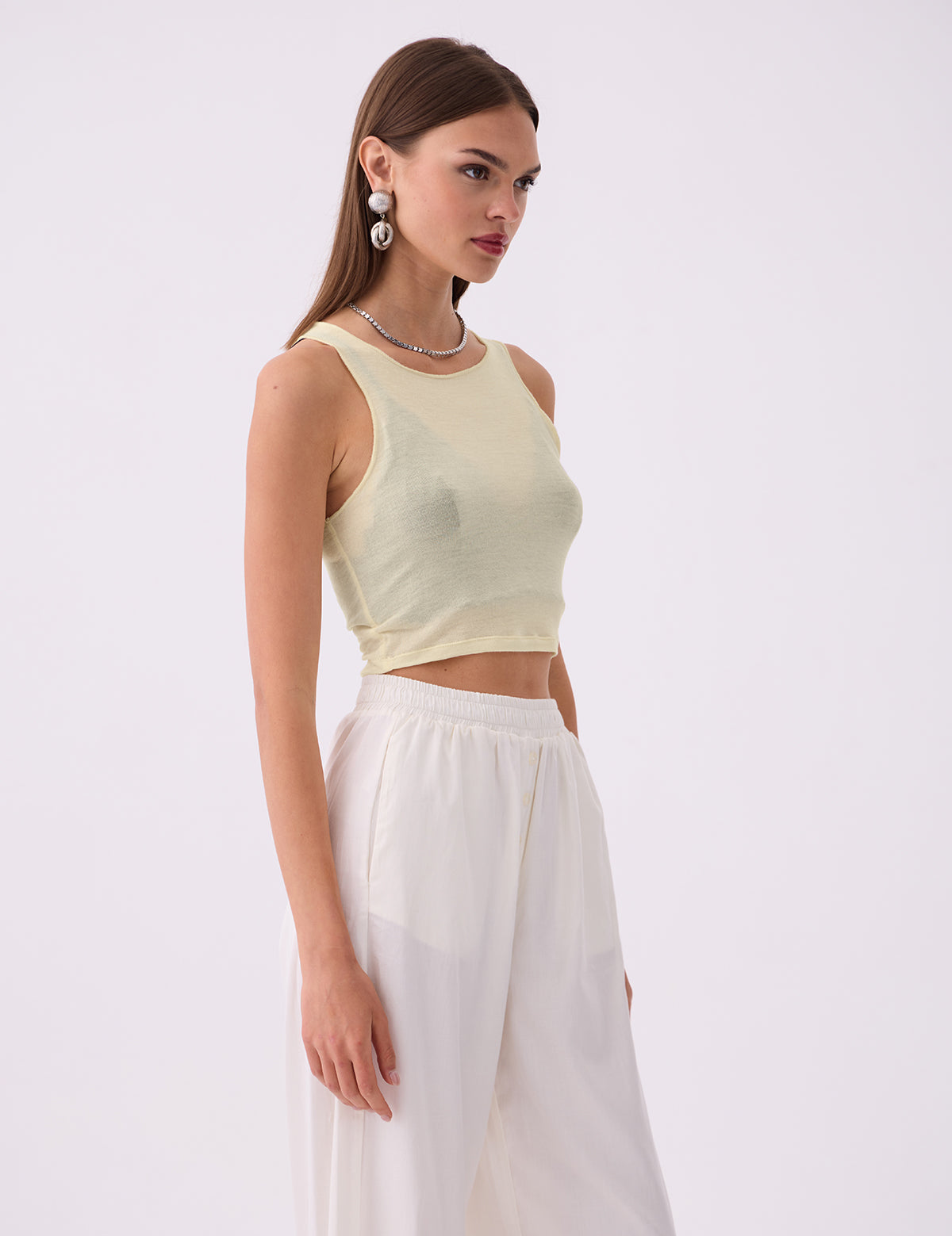 HALTER YAKA BLUZ SARI