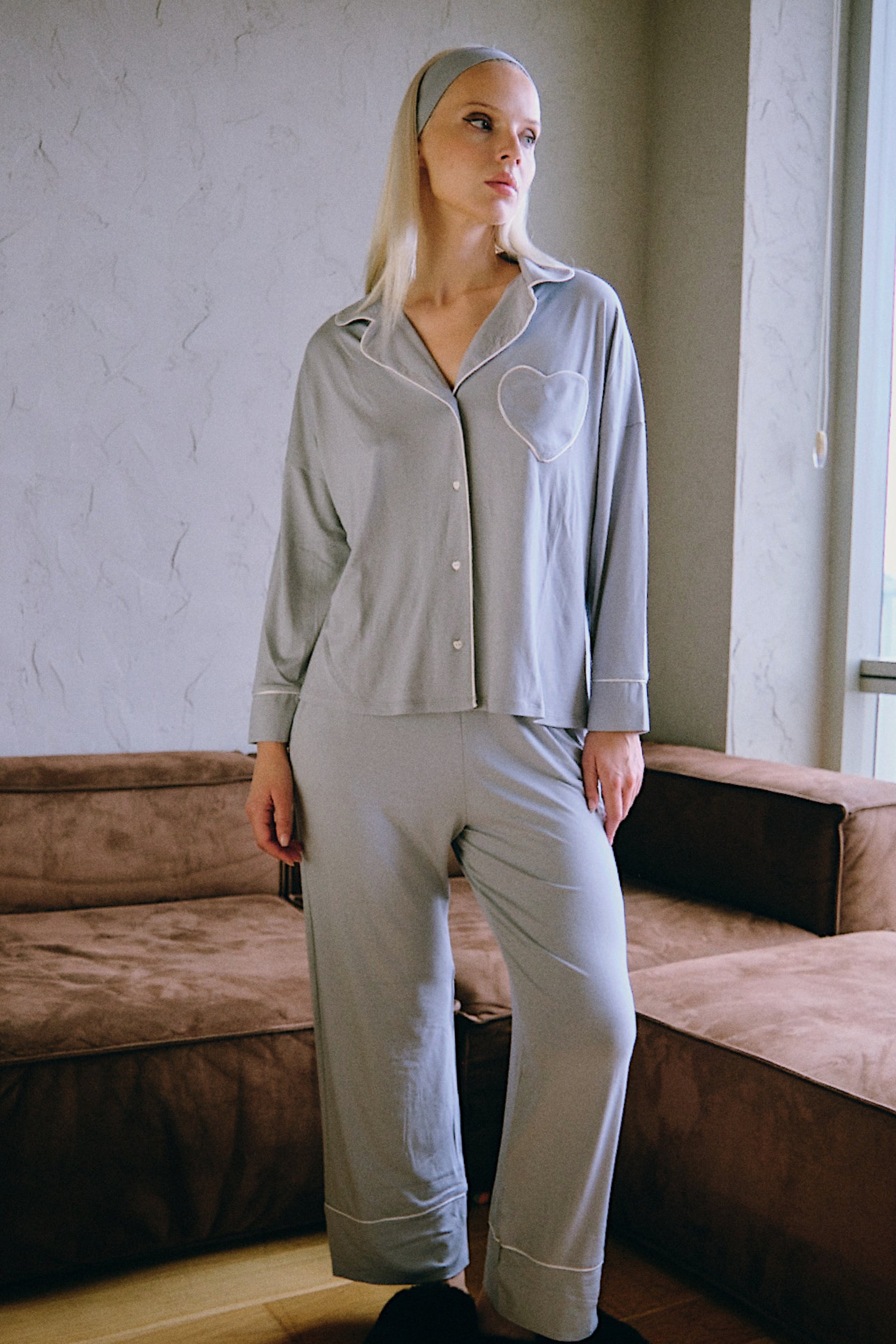 AMOUR HEART PYJAMAS SILVER
