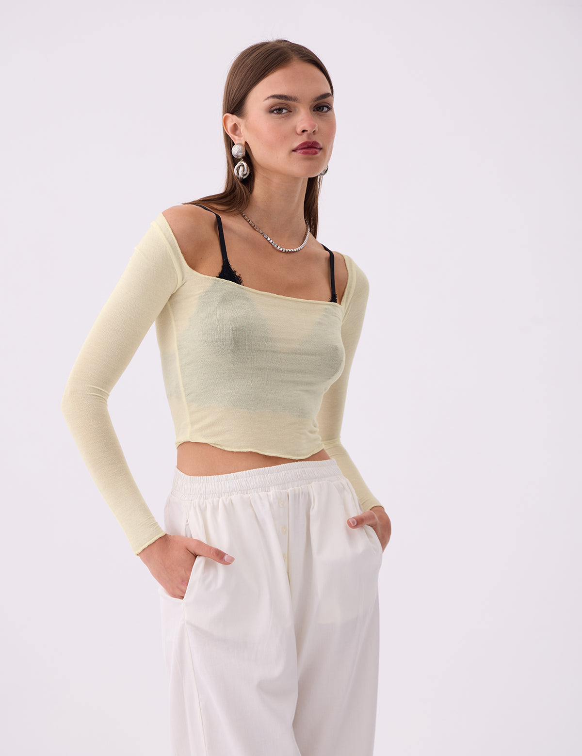 SQUARE COLLAR BLOUSE YELLOW