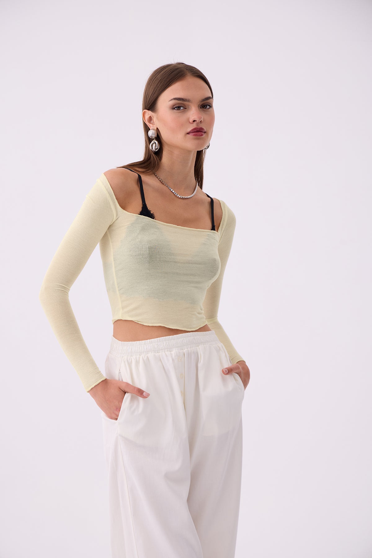 SQUARE COLLAR BLOUSE YELLOW
