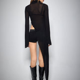 SUE TRANSPARENT BLOUSE BLACK
