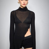 SUE TRANSPARENT BLOUSE BLACK