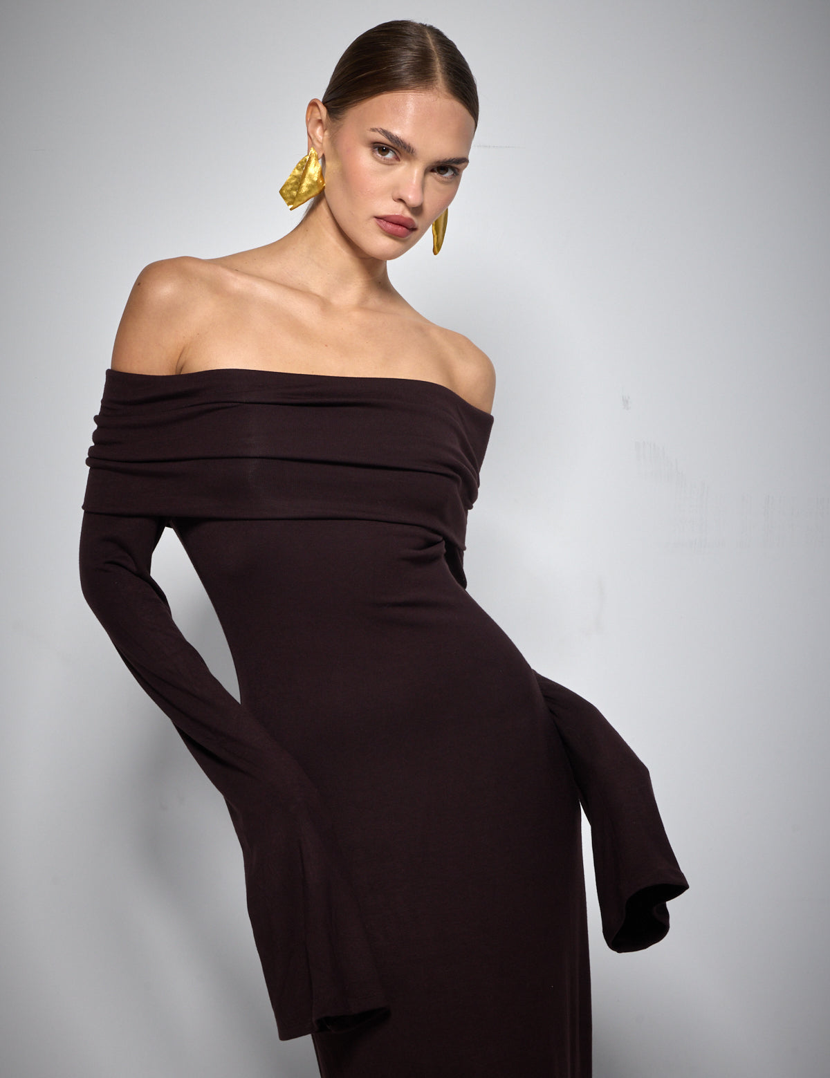 VELOUR DRESS BROWN