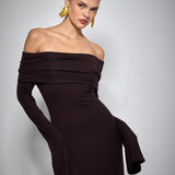 VELOUR DRESS BROWN